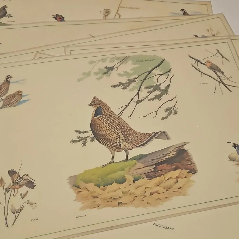 Vintage Eckelberry Bird PlacematSet Quail Pheasant Wildlife Sporting Lodge Decor - Picture 3 of 10